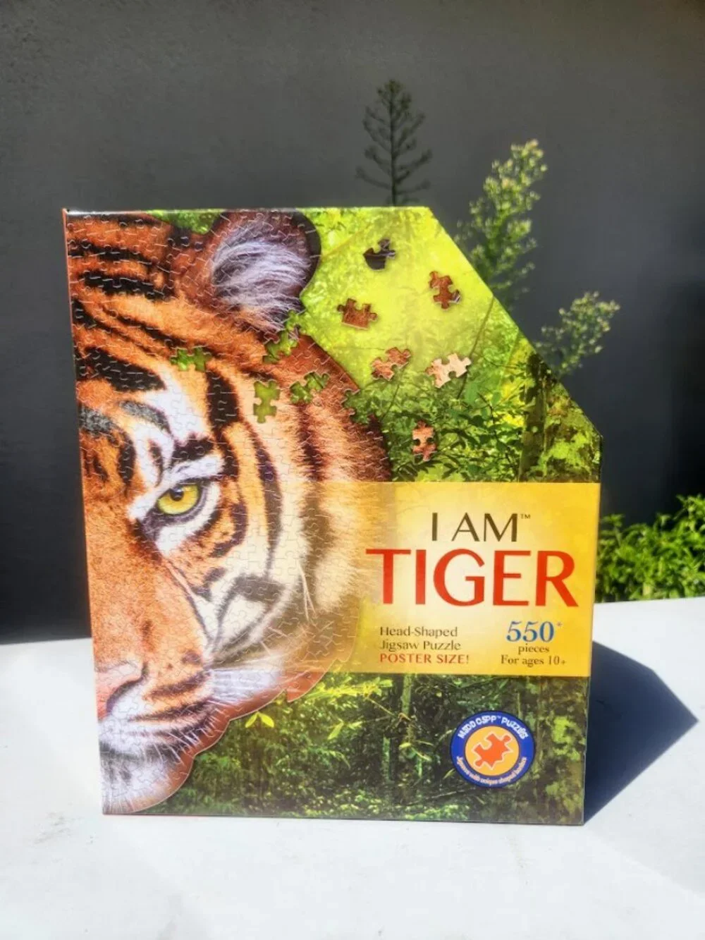 I am Tiger 550 Piece Head Shaped Jigsaw Puzzle Madd Capp Finished size: 28